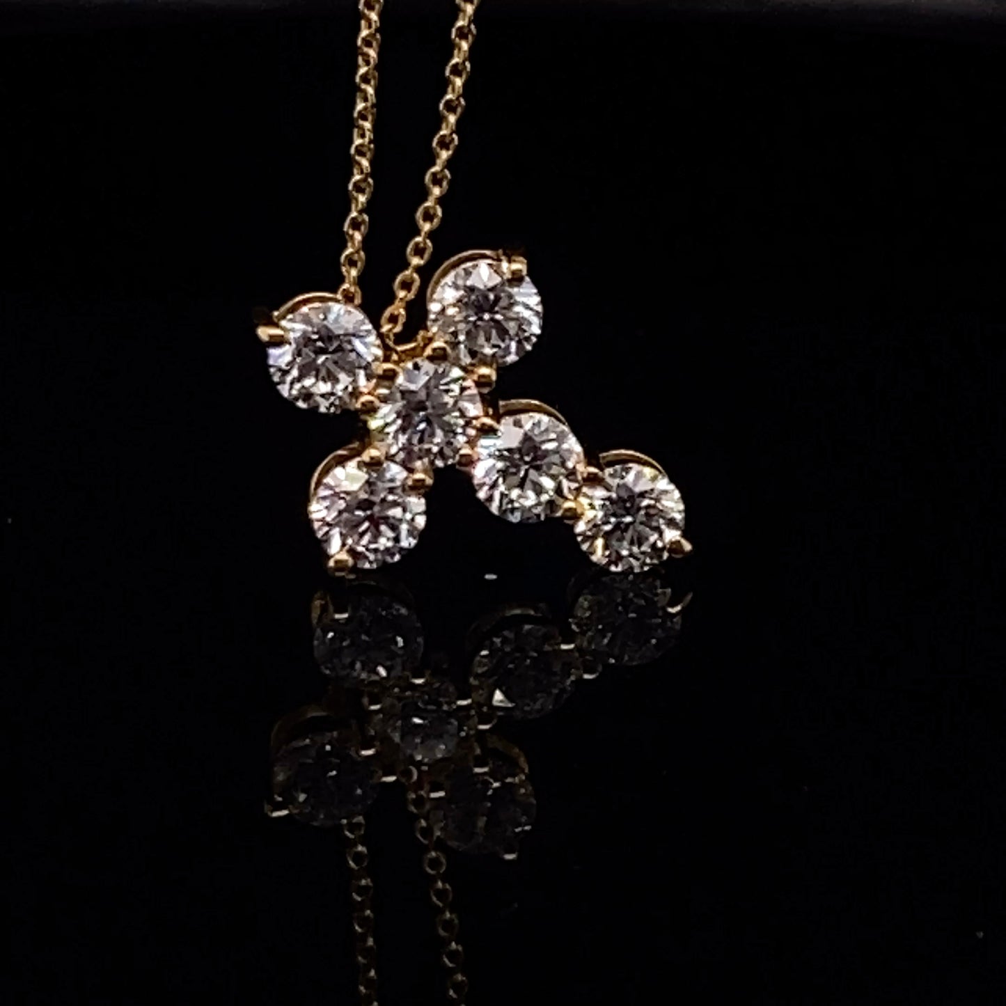 14KT Yellow Gold w Diamonds 2 carat Cross Pendant