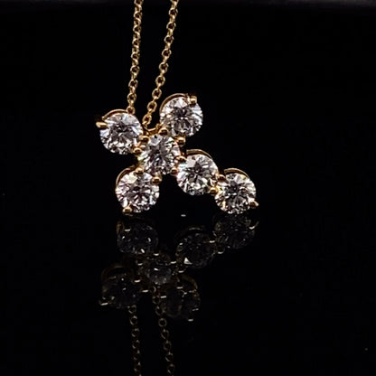 14KT Yellow Gold w Diamonds 2 carat Cross Pendant