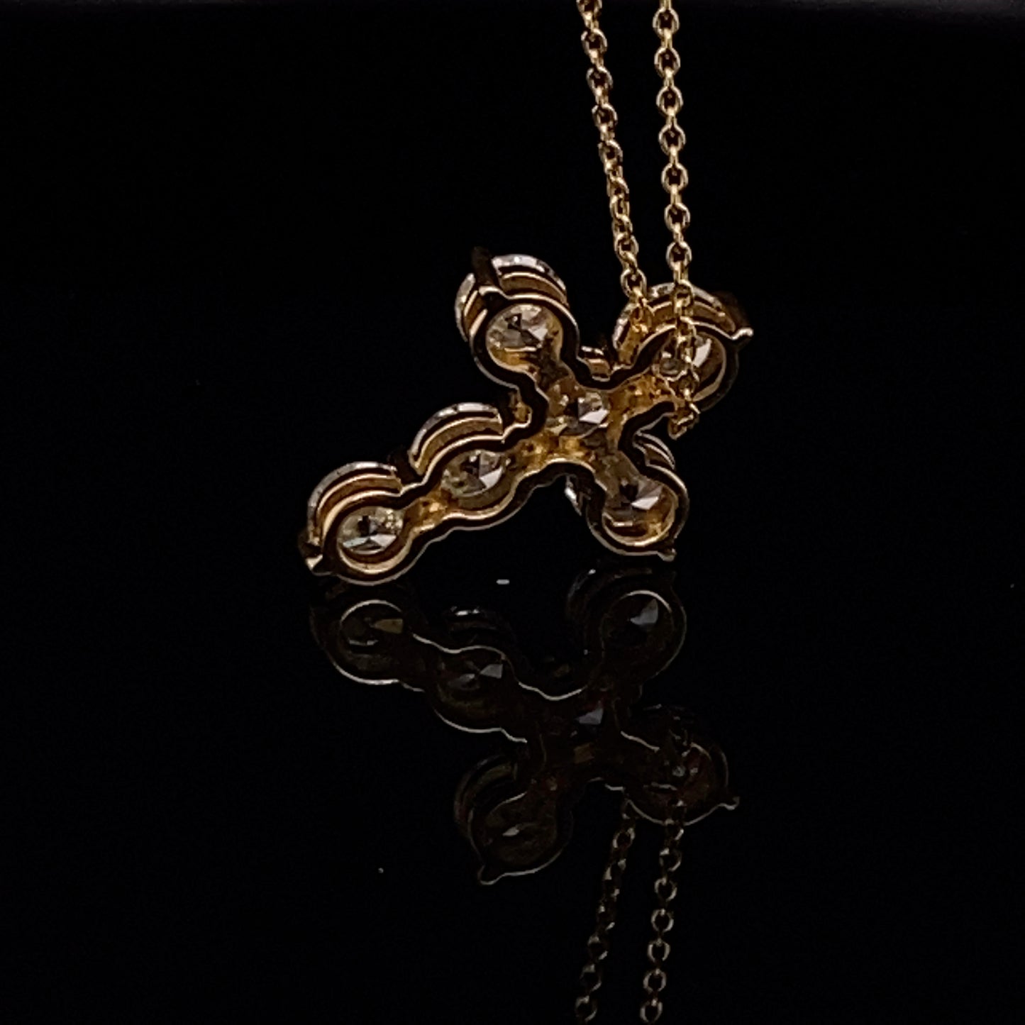 14KT Yellow Gold w Diamonds 2 carat Cross Pendant