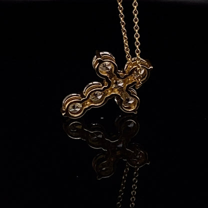 14KT Yellow Gold w Diamonds 2 carat Cross Pendant