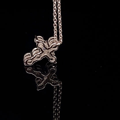 14KT White Gold w Diamonds 0.25 carat Cross Pendant