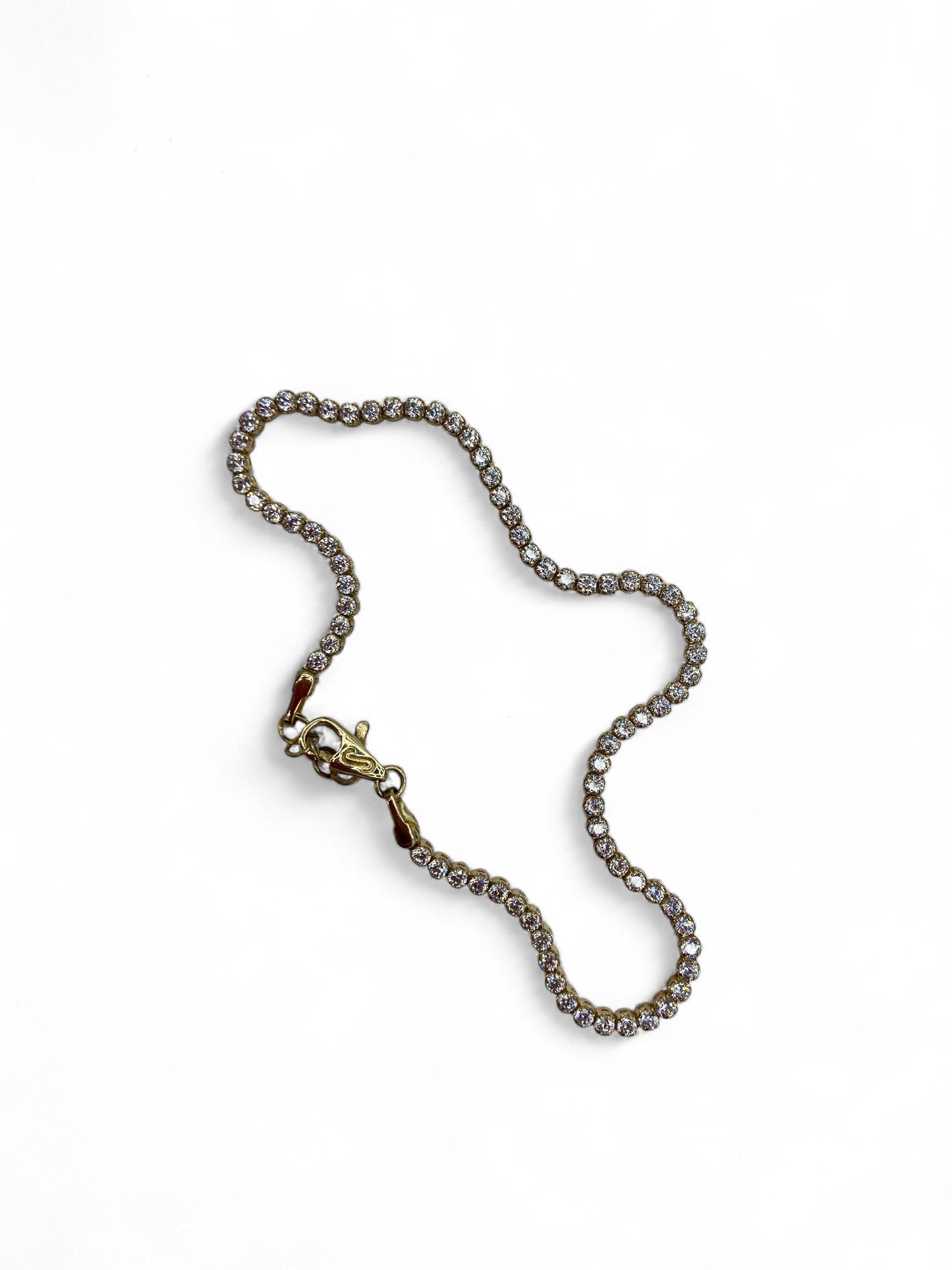14K Yellow Gold Cubic Zirconia Tennis Bracelet