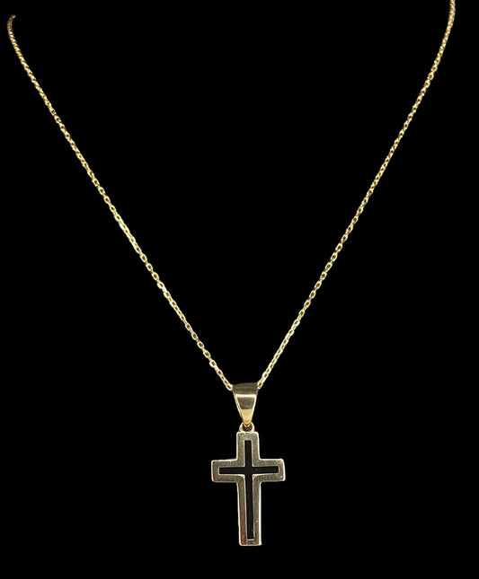Dije de cruz de bebé en miniatura de oro amarillo de 14 quilates
