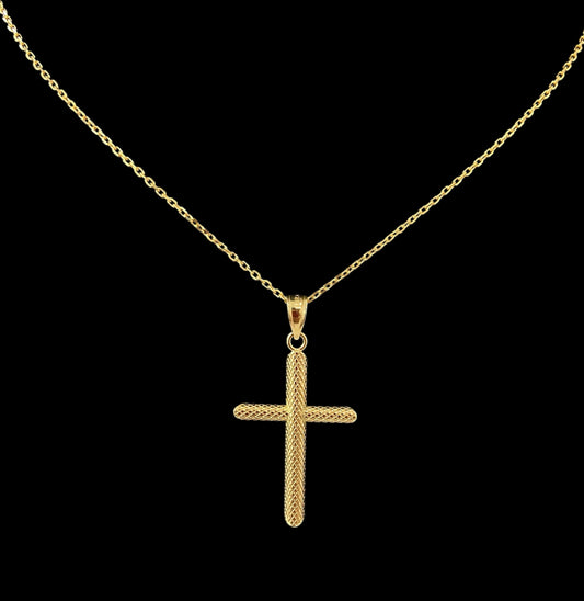 Dije de cruz de bebé en miniatura de oro amarillo de 14 quilates