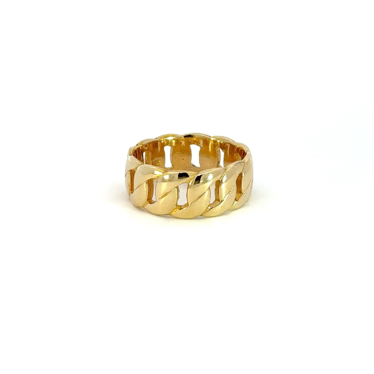 Bague à maillons cubains en or jaune 14 carats