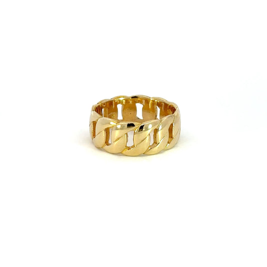 Bague à maillons cubains en or jaune 14 carats