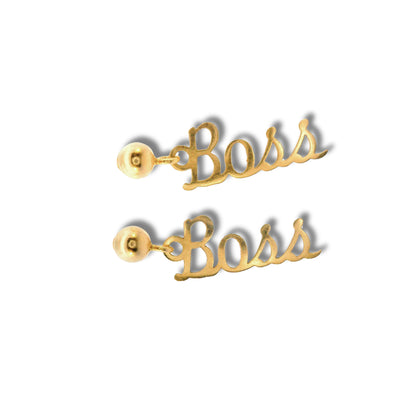 Pendientes "Boss" de oro amarillo de 14 quilates