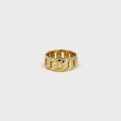 Bague à maillons cubains en or jaune 14 carats