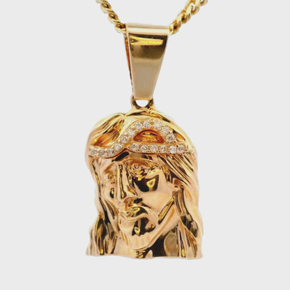 Pendentif tête de Jésus en or jaune 14 carats