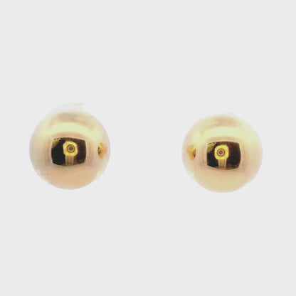 14K Yellow Gold Ball Stud Earrings (Push Clasp)