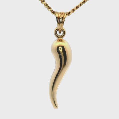 Pendentif en forme de corne italienne en or jaune 10 carats