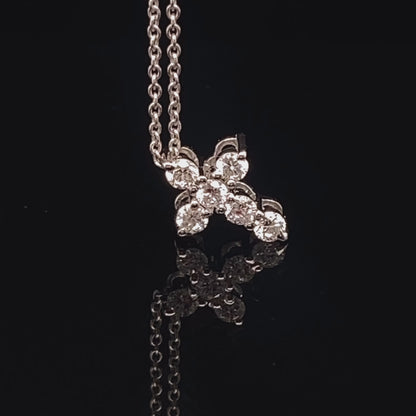 14KT White Gold w Diamonds 0.25 carat Cross Pendant