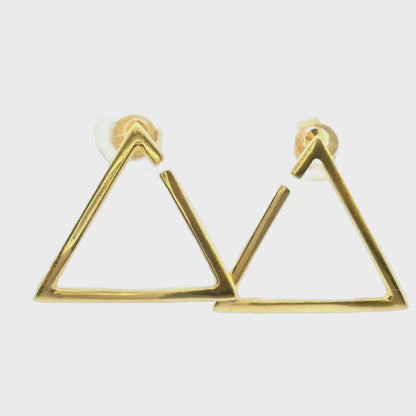 Pendientes triangulares colgantes de oro amarillo de 14 quilates