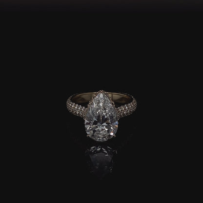14KT Yellow Gold Pear-Cut Diamond Engagement Ring 4 carat