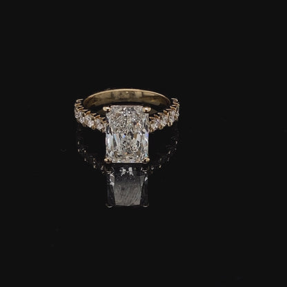 14KT Yellow Gold Radiant-Cut Diamond Stone Engagement Ring 4 Carat