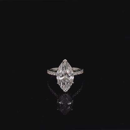 14KT White Gold Marquise-Cut Diamond Stone Engagement Ring 3 Carat