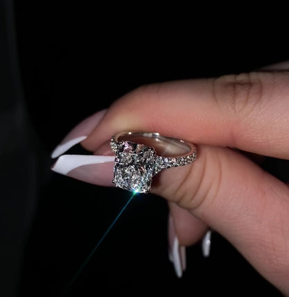 14KT White Gold Radiant-Cut Diamond Stone Engagement Ring 4 Carat
