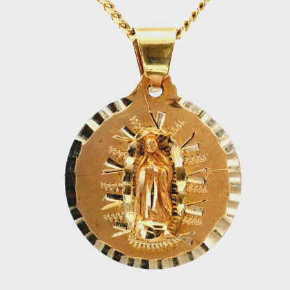 Colgante Virgen María en oro amarillo de 14 quilates