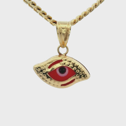 Charm "Mal de Ojo" en or jaune 10 carats, petit modèle rouge