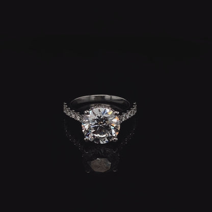 14KT White Gold Round-Cut Diamond Engagement Ring 4 Carat