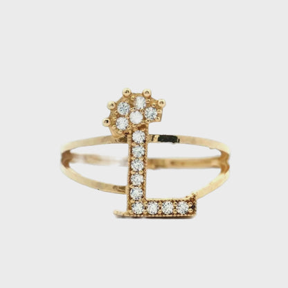 Bague initiale « L » en or jaune 14 carats