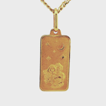 Pendentif Zodiaque en or jaune 14 carats (Verseau)