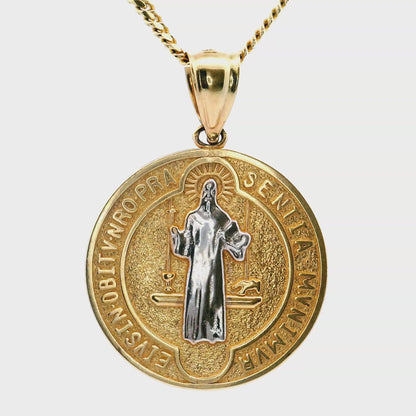 Pendentif Saint Benoît en or jaune 14 carats