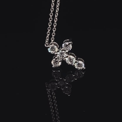 14KT White Gold w Diamonds 0.5 carat Cross Pendant