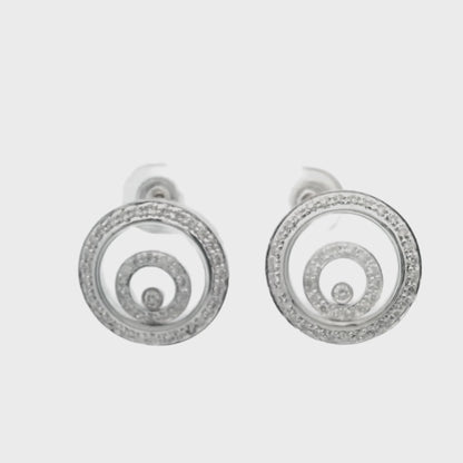 Boucles d'oreilles en or blanc 14 carats serties de diamants circulaires