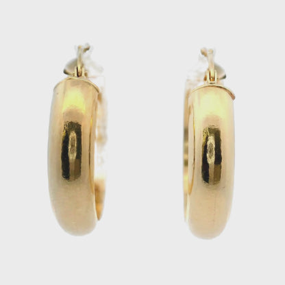 Boucles d'oreilles créoles rondes épaisses en or jaune 14 carats