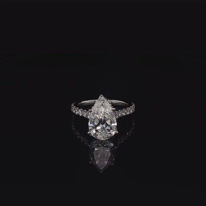 14KT White Gold Pear-Cut Diamond Engagement Ring 4.8 Carat