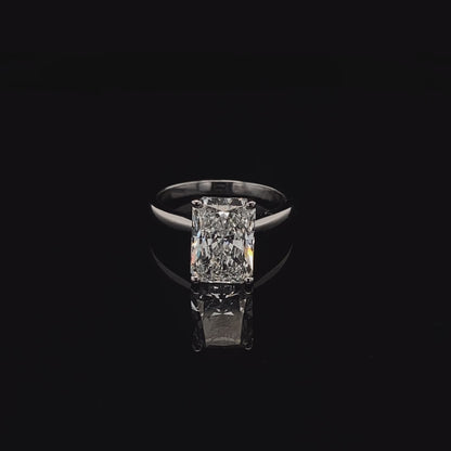 14KT White Gold Radiant-Cut Diamond Stone Engagement Ring 4 Carat
