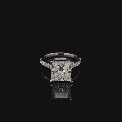 14KT White Gold Princess-Cut Diamond Engagement Ring 4 carats