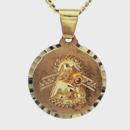 Pendentif Sainte-Barbe en or jaune 14 carats