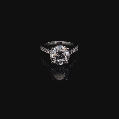 14K White Gold Round-Cut Diamond Stone Engagement Ring