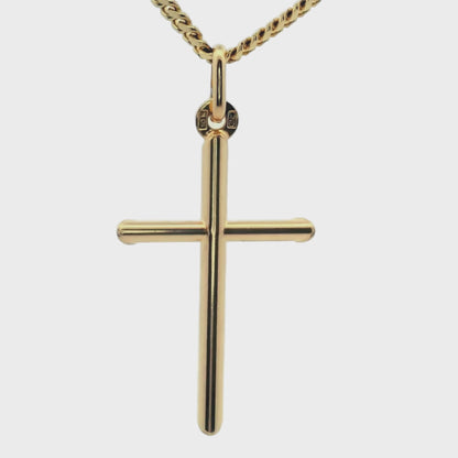 Pendentif croix tubulaire en or jaune 10 carats