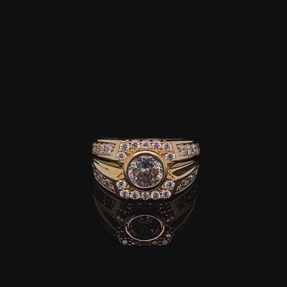 Bague initiale « L » en or jaune 14 carats