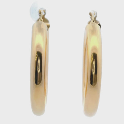 Boucles d'oreilles créoles épaisses de taille moyenne en or jaune 14 carats