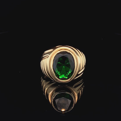 14K Yellow Gold Ring with Green Stone