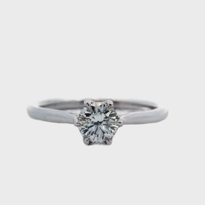 14K White Gold Solitaire Natural Diamond Stone Engagement Ring