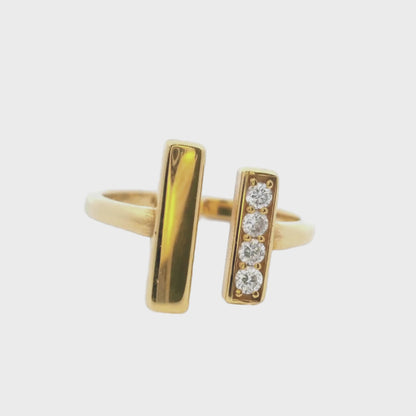Bague Stacker en or jaune 14 carats avec diamants blancs