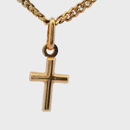 Dije de cruz de bebé en miniatura de oro amarillo de 14 quilates