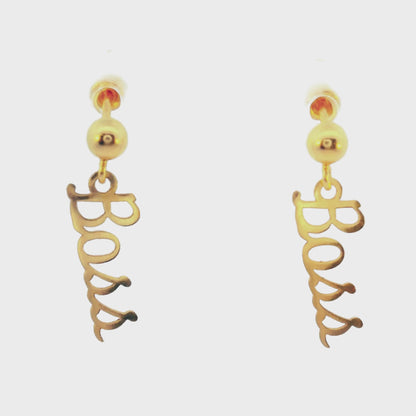 Pendientes "Boss" de oro amarillo de 14 quilates