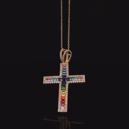 Dije de cruz de bebé en miniatura de oro amarillo de 14 quilates