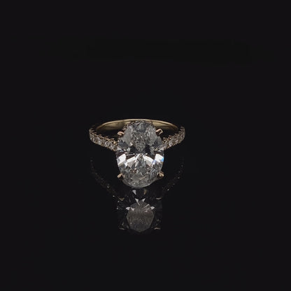 14KT Yellow Gold Oval-Cut Diamond Engagement Ring 4 carat