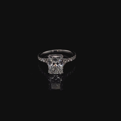 14KT White Gold Radiant-Cut Diamond Stone Engagement Ring 3 Carat