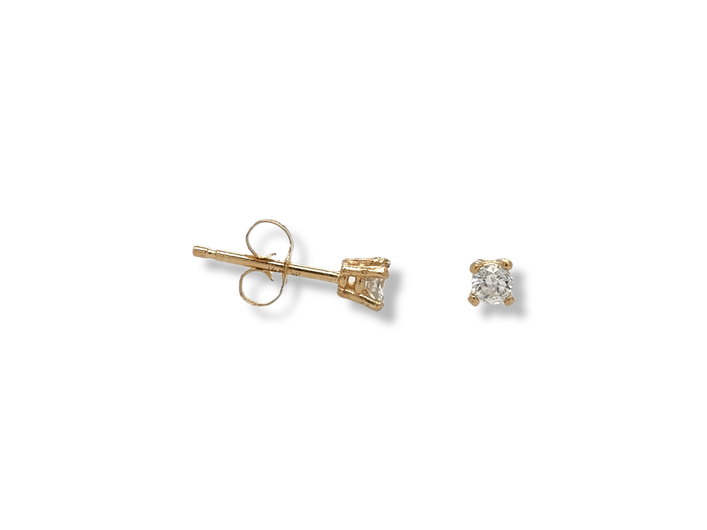 Boucles d'oreilles à tige en or jaune 14 carats et diamant 1/10 carat