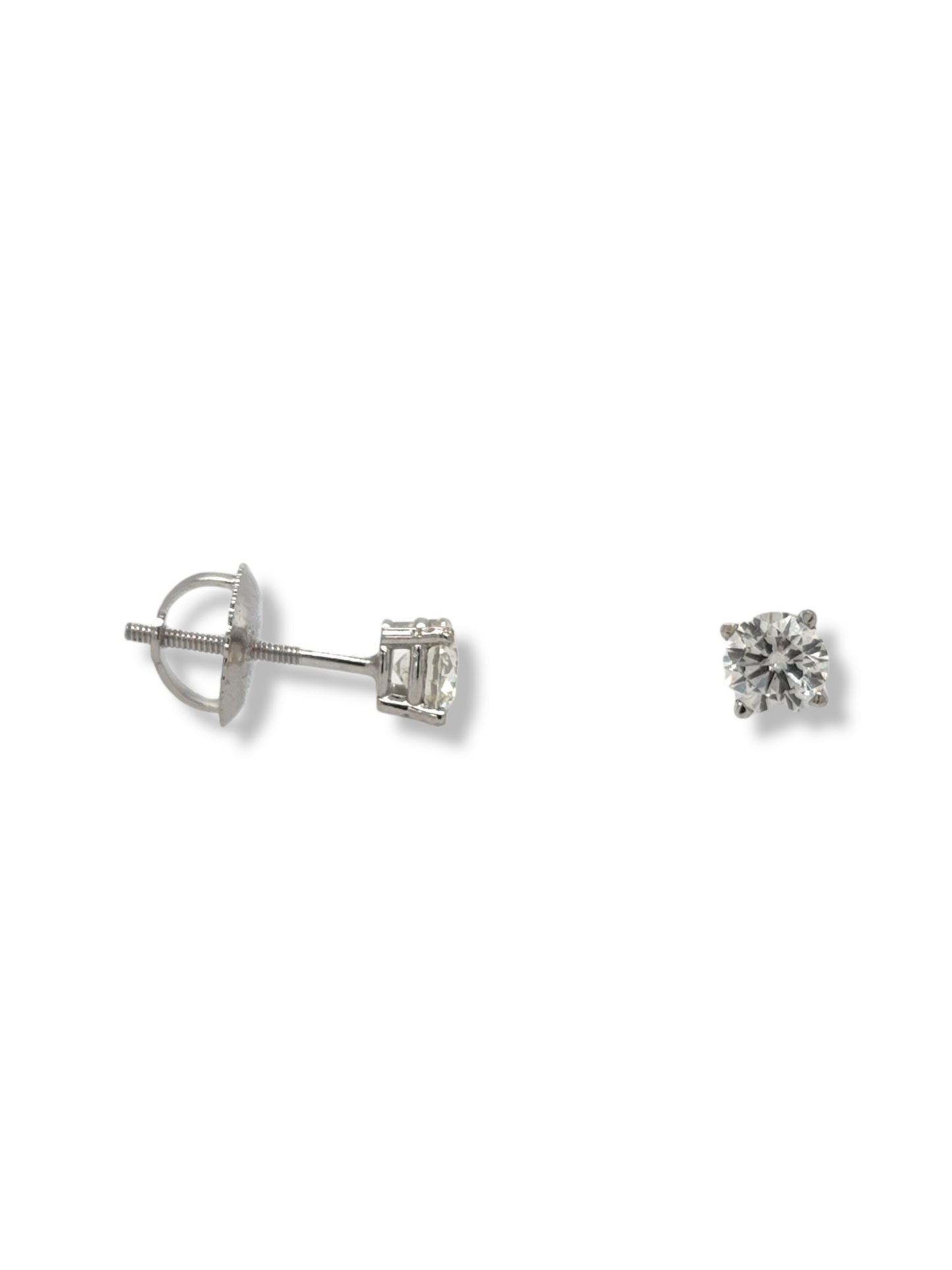 Boucles d'oreilles à tige en or blanc 14 carats et diamant 1/2 carat
