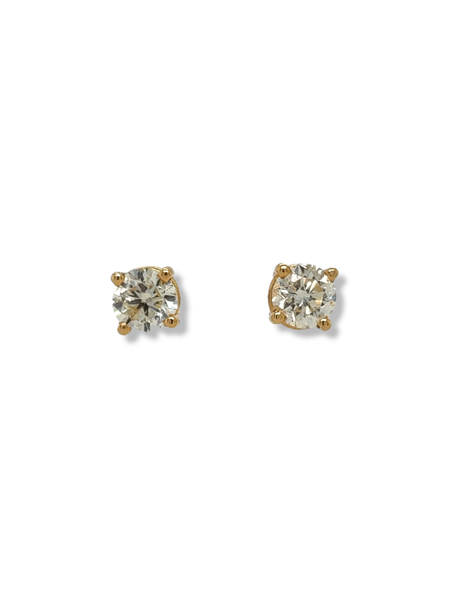14K Yellow Gold and 1/2 Carat Diamond Stud Earrings