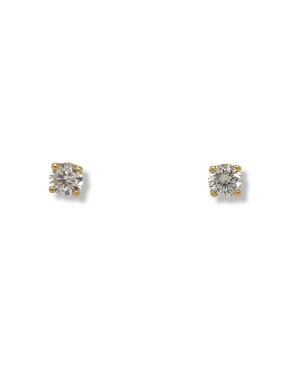 14K Yellow Gold and 1/4 Carat Diamond Stud Earrings